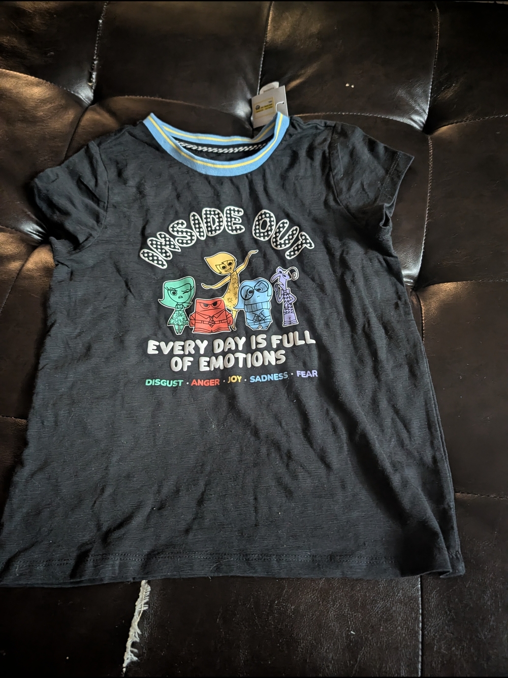 Inside Out Girls' Black Graphic Tee - Emotions Print